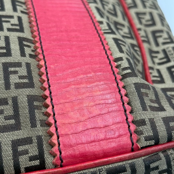 Fendi Red and Brown Monogram Tote - Picture 13 of 16